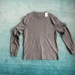 J. Crew Long Sleeve Garment Dyed Tee L Gray NWT